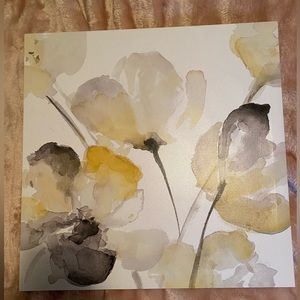 2 16x16 yellow floral canvas art wall decor